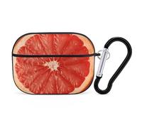 Pink Ripe Grapefruit Slice AirPods Pro 2 Case Cover, Shockproof Hard Shell Protective Case for Women Men, Compatible with Airpod Pro Case 2nd/1st Generation with Keychain-Black