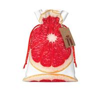 Pink Ripe Grapefruit Slice Printing Practical Christmas Bag With Drawstring,4.7x6.9 Inch For Christmas Halloween