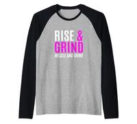 Pink Rise, Grind, Hustle, Shine Pink Graphic Raglan Baseball Tee
