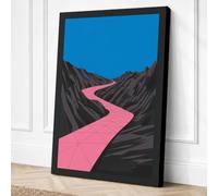 Pink River Through Mountains Canvas Wall Art Print 36x24 Inch