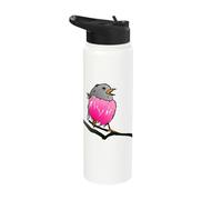 Pink Robin Australian Bird Lover Ornithologist Bird Watching Stainless Steel Insulated Water Bottle