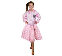 PINK ROCK AND ROLL LADIES JACKET PLUS POLKA DOT SKIRT FANCY DRESS COSTUME - GIRLS 60S ROCK AND ROLL MUSICAL FANCY DRESS COSTUME - LONG LIGHT PINK SKIRT WITH WHITE POLKA DOTS AND PINK JACKET - (LARGE)
