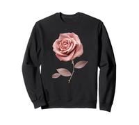 Pink Romantic Rose Flower Silhouette Floral Botanical Art Sweatshirt