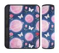 Pink Romantic Rose Planet car seat Neck Strap Covers,More Comfort Driving,carseat Belt Covers for SUV Backpack Van funda para cinturón de carro 2 pcs
