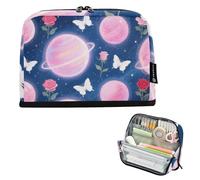 Pink Romantic Rose Planet Pencil Case Bag Large Capacity Makeup Bags Large for Boys High School estuches escolares para ninas