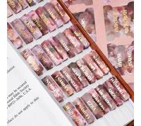 Pink Rose Bible Tabs, 105 Gold Foil Floral Index Tabs with Ruler, 66 Old and New Testament Book Chapters and 39 Pieces Blank Study Journal Supplies
