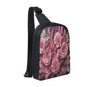 Pink Rose Bundle Durable Chest Pack,Crossbody Bag with Water-Resistant Oxford Fabric, Design for Travel,Hiking,Daily Use