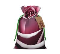Pink Rose Close Up Print Christmas Drawstring Gift Bags Holiday Present Sack Xmas Decor Reusable Pouches