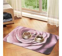 Pink Rose Close Up Printed Pet Bowl Mats, Non-Slip And Tasteless Dog And Cat Feeding Mats