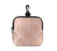 Pink Rose Copper Gray Art Deco Seashells Scales, Square Zipper Storage Bag, Neoprene Coin Purse, Small Wallets, Change Pouch, Change Purse