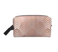Pink Rose Copper Gray Art Deco Seashells ScalesMakeup Trave Bag for Women,Cosmetic Large Capacity Organizer