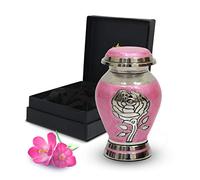 Pink Rose Cremation Urn - Keepsake Urn for Human Ashes - Handcrafted Pink Urn for Ashes with Premium Box & Bags - Honor Your Loved One with Mini Rose Urn for Ashes - Small Urn for Female & Male
