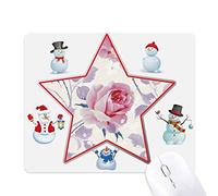 Pink Rose Drawing Art Plant Christmas Snowman Family Star Mouse Pad