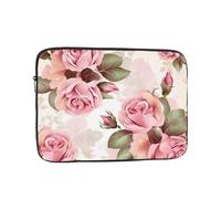 Pink Rose Floral Laptop Sleeve for Women Men, 15 Inch Waterproof Laptop Bag Lightweight Notebook Computer Cover Bag