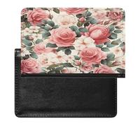 Pink Rose Floral Passport Holder Passport Wallet Document Organizer Protector PU Leather Card Slot Travel Accessories