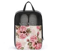 Pink Rose Floral Shoe Bag Travel Shoe Organizer Water-Resistant Shoe Pouch with Zipper Sneaker Dust Bag, gray, One Size, Modern