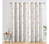 Pink Rose Flower Blackout Curtains, French Country Floral Curtains for bedroom, Living Room, Thermal Insulated Noise Reduction Eyelet Drapes, 63 Inch 2 Panels Set, (W52 x L63)