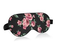 Pink Rose Flower Breathable Sleeping Eyes Mask, Valentine's Day Cool Feeling Eye Sleep Cover for Summer Rest, Elastic Contoured Blindfold for Women & Men Travel