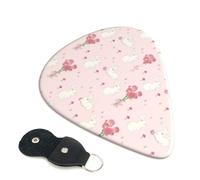 Pink Rose Flower Cute Bunny Cute Rabbit Animal Lover Celluloid Guitar Picks 6 Pack Medium Picks for Acoustic Guitar Electric Guitar Ukulele - 0.96mm