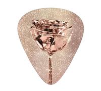 Pink Rose Flower Gold Copper Sequin Sparkly,12 Pcs Guitar Pick,3 Different Thickness Plectrums for Acoustic Guitar Bass Ukulele (0.46mm 0.96mm 0.71mm)