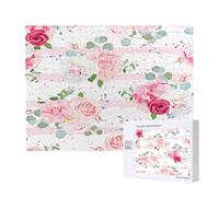 Pink Rose Flowers,500 Pieces Wooden Jigsaw Family Game Jigsaw Puzzles for Adults Teens Home Decor