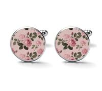Pink Rose Flowers Alloy Cufflinks for Men 17mm 20mm Shirt Cuff Links for Wedding Business Formal Dress Father's Day Birthday Gift for Him