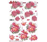 Pink Rose Flowers & Love Letters Die Cut 3d Decoupage Sheet