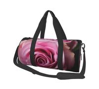 Pink Rose Flowers Printed Canvas Travel Duffel Bag - Gym Sports Bag with Large Capacity for Weekend Business Travel