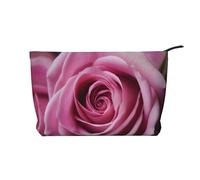 Pink Rose Flowers Prints Corduroy Makeup Bag for Women Girls, Spacious Travel Cosmetic Organiser for Make-up, Toiletries & Essentials