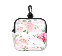Pink Rose Flowers, Square Zipper Storage Bag, Neoprene Coin Purse, Small Wallets, Change Pouch, Change Purse