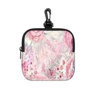 Pink Rose Flowers, Square Zipper Storage Bag, Neoprene Coin Purse, Small Wallets, Change Pouch, Change Purse