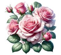 Pink Rose Flowers Vinyl Decal Stickers, Cover Marks, 300mm Tall Qty:1 Ideal for Wall, Car, Glass, Plastic, Bonnet, Door, Van, Bath & More, Large Pretty Floral Graphic