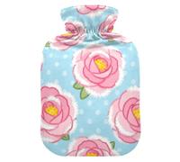Pink Rose Flowers Water Bottle for hot Water with Soft Cover, 2L hot compresses for The Body for Period Cramps, Period Cramps, bolsas de agua Caliente para Dolores