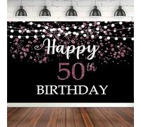 Pink Rose Glitter Shining Photography Backdrop Light Happy 50th Fifty Birthday Party Background Poster Decoration Banner Props 180X120cm