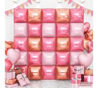 Pink Rose Gold Double Sided Square Foil Balloons Wall, Pastel Light Pink Foil Balloons Tunnel Arch Kit for Girls Boho Birthday Wedding Decorations Supplies Bridal Baby Shower