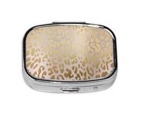 Pink Rose Gold Metallic Steel Leopard Animal Skin,Meta Pill Box 2 Compartment Medicine Case,Portable Organizer,Rectangle Meta Portable Organizer Pill Box 163 Compartment Medicine Case