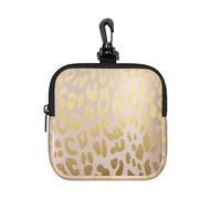 Pink Rose Gold Metallic Steel Leopard Animal Skin, Square Zipper Storage Bag, Neoprene Coin Purse, Small Wallets, Change Pouch, Change Purse