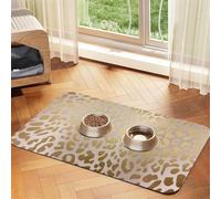 Pink Rose Gold Metallic Steel Leopard Animal Skin,Waterproof Pet Feeding Mat,PU Leather Placemats for Cat Dog Water Bowl,Food Mats,40x60cm