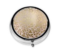 Pink Rose Gold Metallic Steel Leopard Animal SkinMeta Pill Box 3 Compartment Medicine Case,Portable Organizer