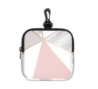 Pink Rose Gold, Square Zipper Storage Bag, Neoprene Coin Purse, Small Wallets, Change Pouch, Change Purse