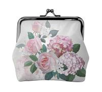 Pink Rose Hydrangea Printing Small Coin Purse, Lightweight Travel Wallet for Sightseeing Tours and Shopping Sprees