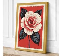 Pink Rose in Bloom Botanical Canvas Wall Art Print 18x12 Inch