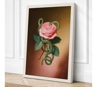 Pink Rose in Bloom Botanical Canvas Wall Art Print 24x16 Inch