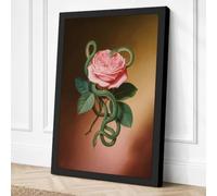 Pink Rose in Bloom Botanical Canvas Wall Art Print 36x24 Inch