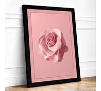 Pink Rose in Bloom Botanical Framed Wall Art Print A4 (29.7×21cm) Black, Wall Decor for Living Room, Bedroom, Office & Home, Ready to Hang, Art Gift