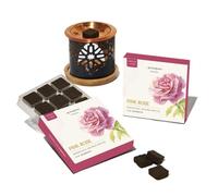 Pink Rose Incense Bricks (2 x 9 Bricks) & Oriental Burner by Aromafume | Made with Rose & Rose Extracts | Ideal for Romance, Sensuality, Good Vibrations | Natural, Low Smoke, Non-toxic Incense Bricks