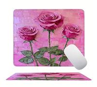 Pink Rose Mouse Mat 20 x 15 cm Ultra Thin, with Stitched Edges Office Mouse Pad, Non-Slip Rubber Base, Waterproof & Washable, Home Desk Accessories, Aesthetic with Design Mousepad 200x150mm s0z-426