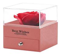 (Pink) Rose Necklace Box | Small Jewelry Storage Organizer,Valentine's Day Heart-Shaped Necklace Rose Box for Birthday, Proposal