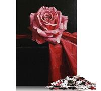 Pink Rose on Red Fabric Puzzles 1000 Pieces for Teenagers Gifts Puzzle for Adults And Teenager Jigsaw Puzzles for Adults Educational Game Challenge Toy 38x26cm/1000pcs