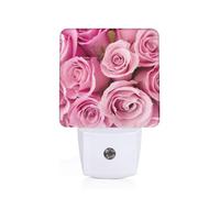 Pink Rose Plug-in Led Night Light with Motion Sensor Dusk to Dawn Sensor Backlit Nightlight for Bedroom Bathroom
